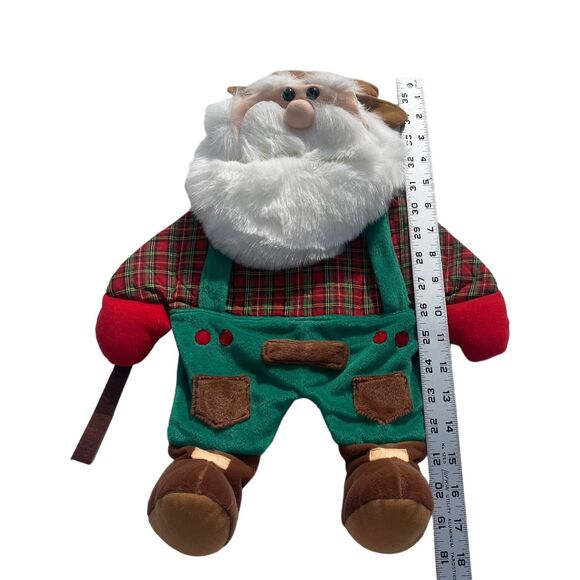 VTG  Christmas Santa Hillbilly Fabric Wall Hanging Country Folk Art Cottage 19" - Picture 14 of 14